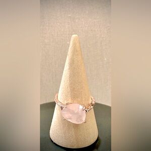 Handcrafted Ring w/Faceted Rose Quartz & PVD 925 Sterling Silver Rose Gold!